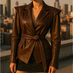 Struktureret Damejakke i Elegant Materialeblanding