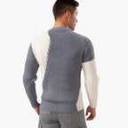 Oversized Herrestriktrøje – Colour-Block Design til Efteråret