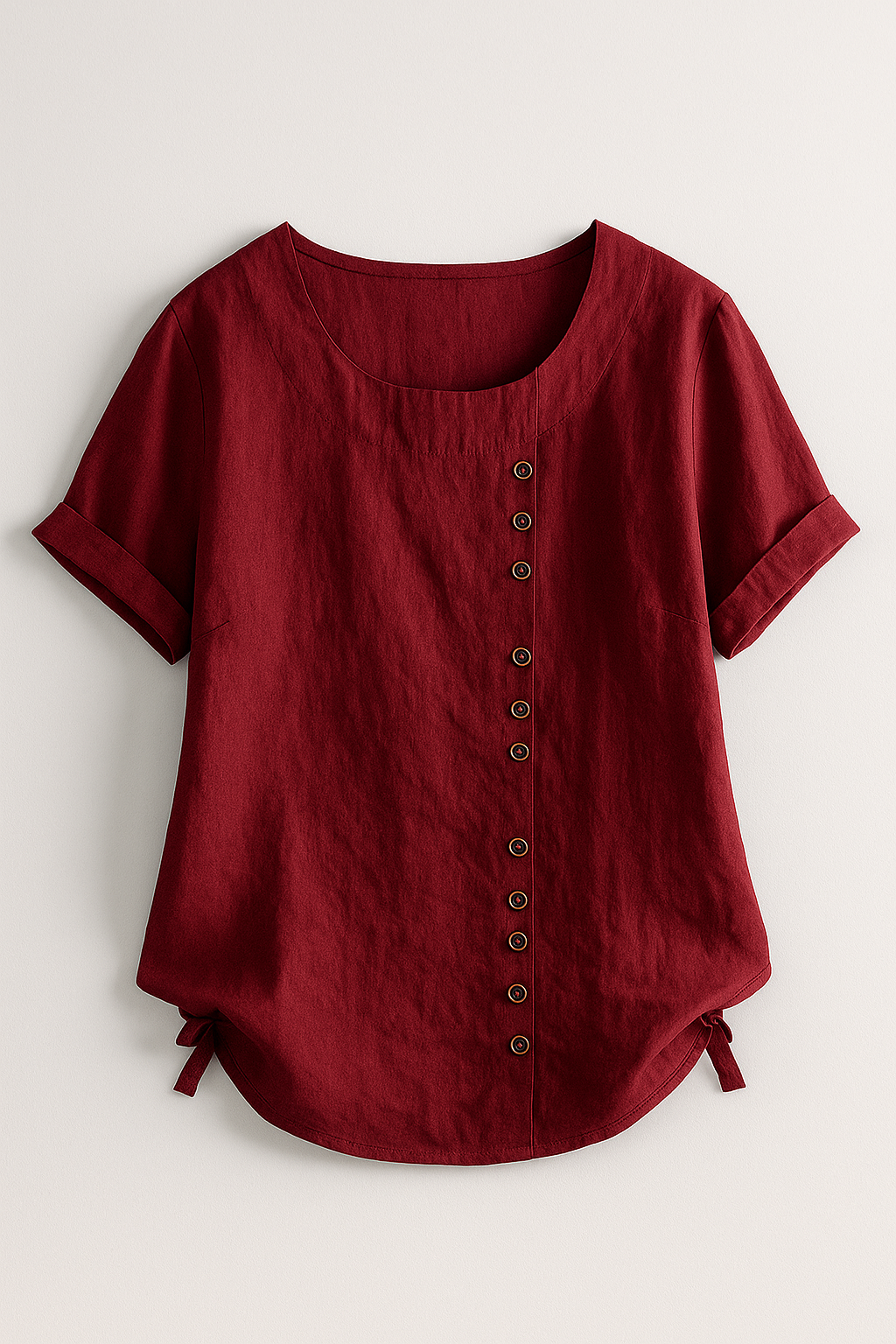 Linnedbluse til Damer – Elegant Komfort med Praktisk Knaplukning