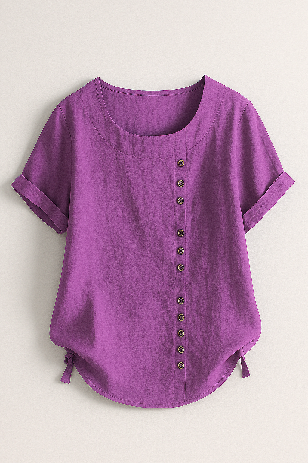 Linnedbluse til Damer – Elegant Komfort med Praktisk Knaplukning