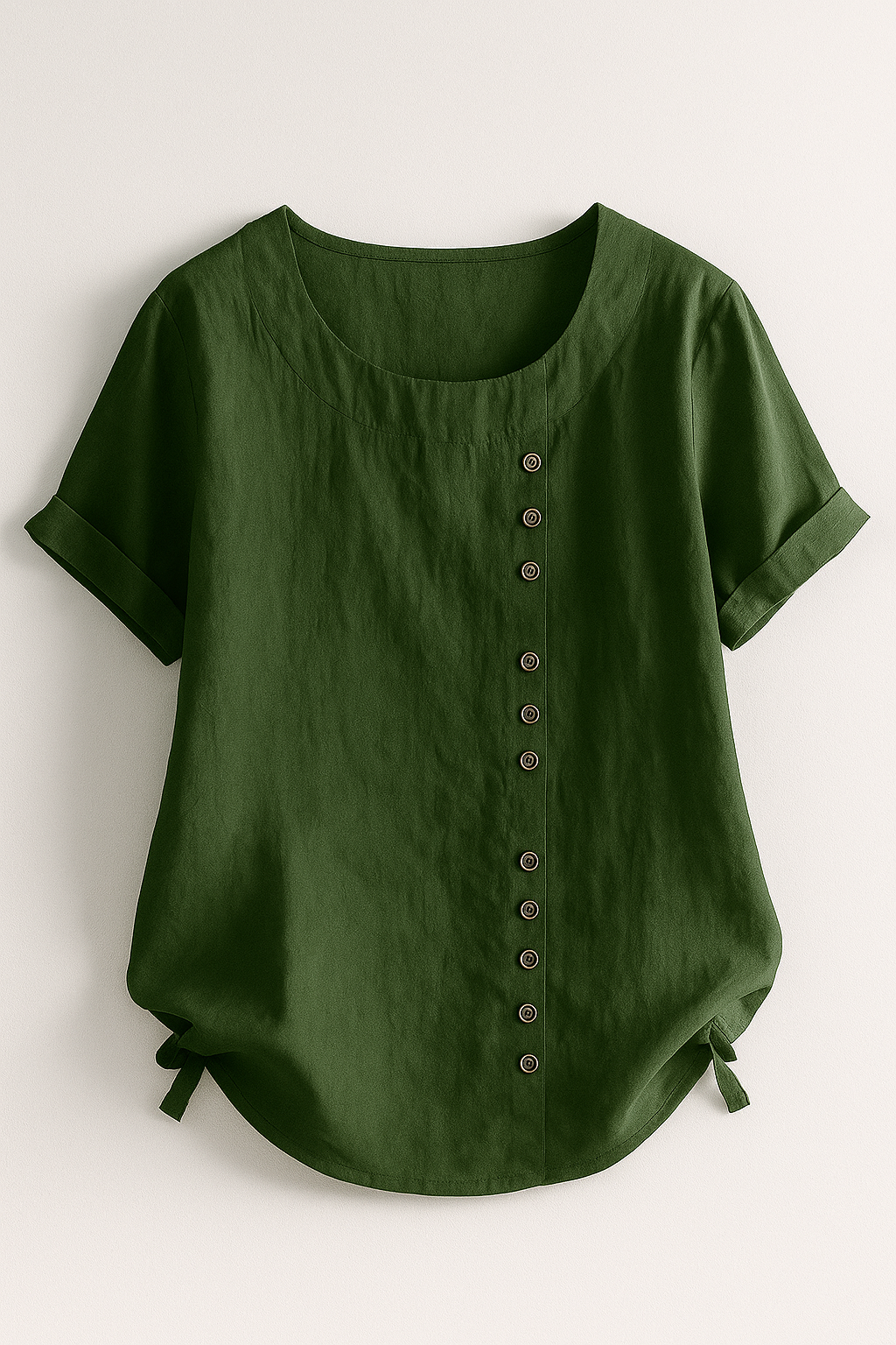 Linnedbluse til Damer – Elegant Komfort med Praktisk Knaplukning