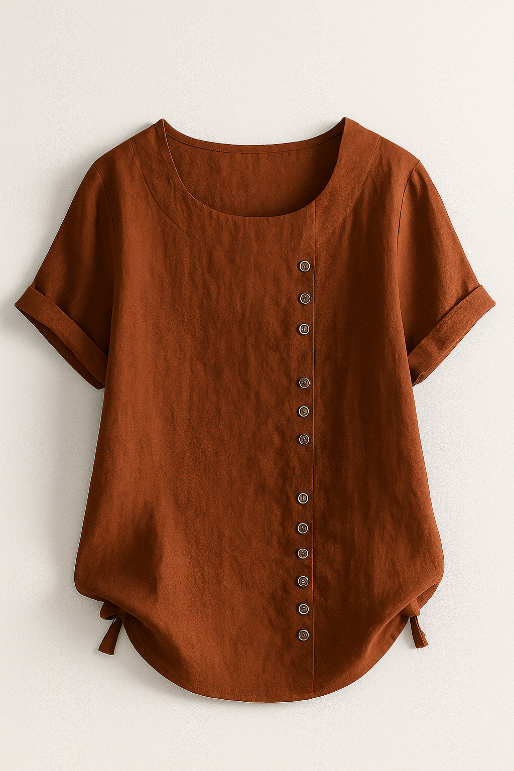 Linnedbluse til Damer – Elegant Komfort med Praktisk Knaplukning