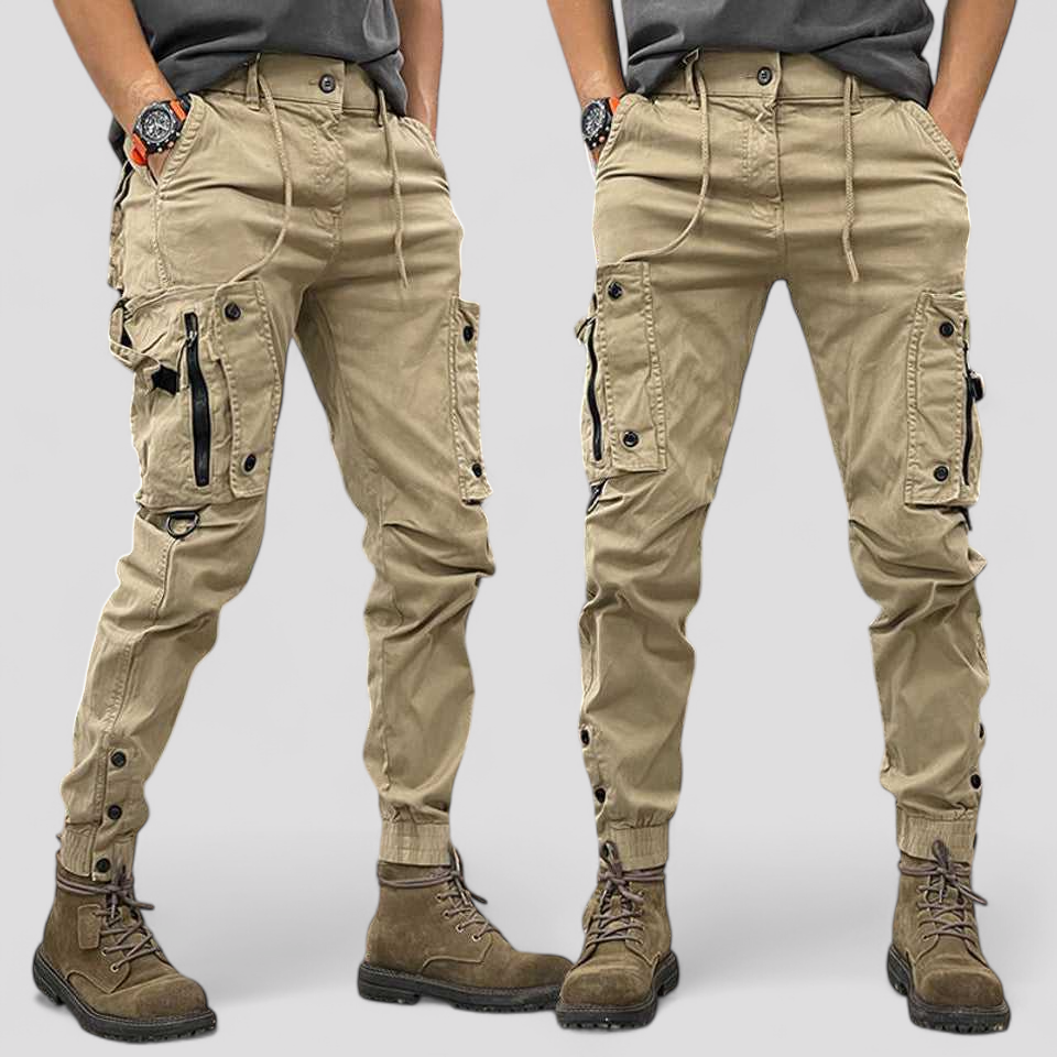 Herre Cargo Bukser – Slidstærk Bomulds-Twill med Praktiske Lommer