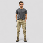 Herre Cargo Bukser – Slidstærk Bomulds-Twill med Praktiske Lommer