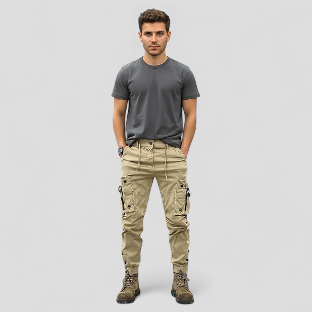 Herre Cargo Bukser – Slidstærk Bomulds-Twill med Praktiske Lommer