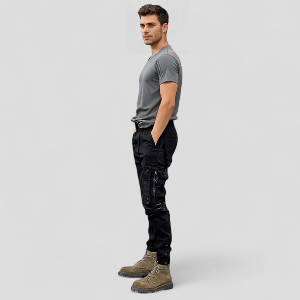 Herre Cargo Bukser – Slidstærk Bomulds-Twill med Praktiske Lommer