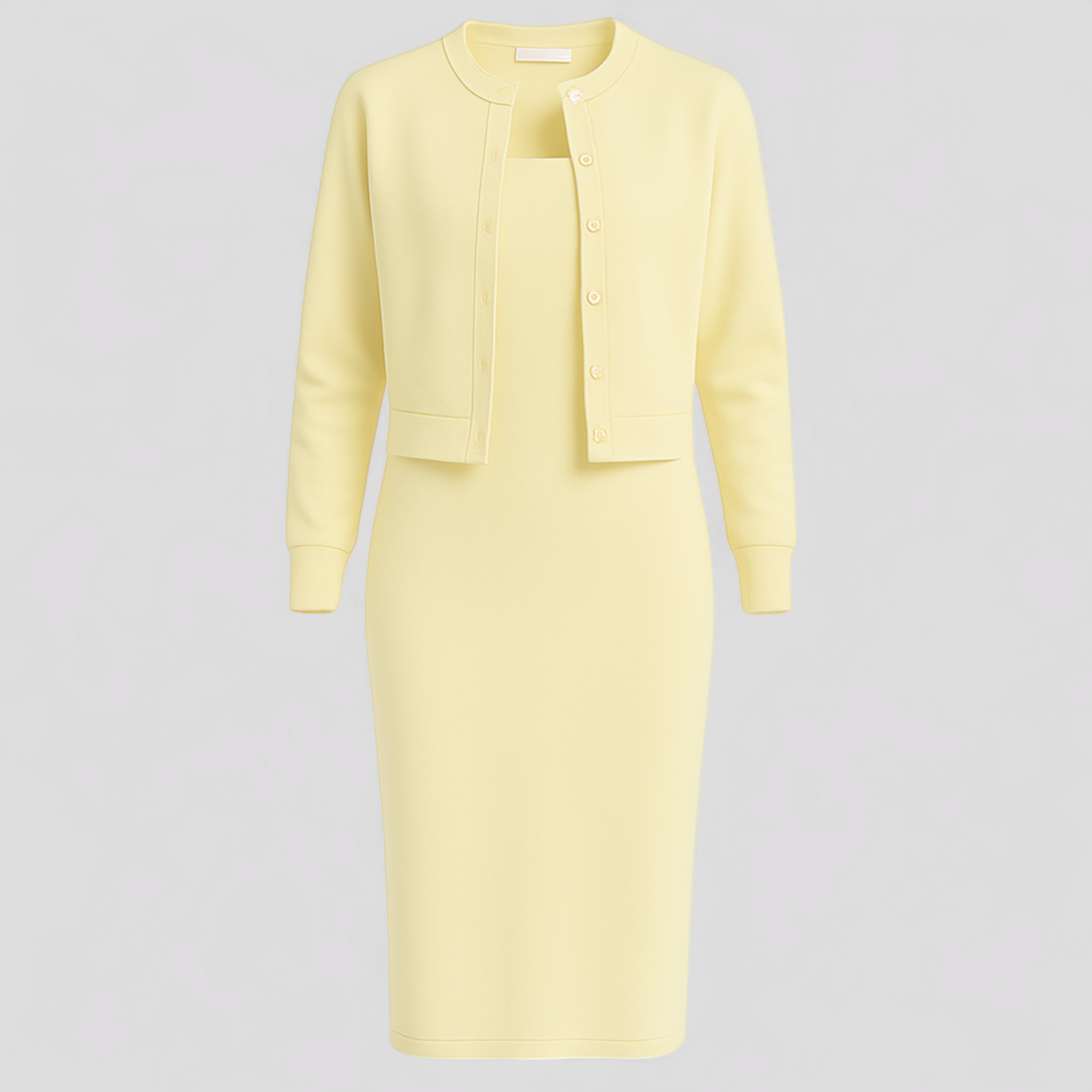 Acadia | Elegant midi kjole med cardigan – Perfekt til enhver lejlighed