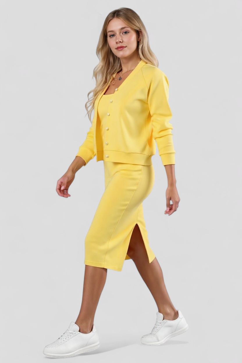 Acadia | Elegant midi kjole med cardigan – Perfekt til enhver lejlighed