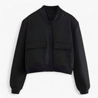 Dame Bomberjakke i Varm Polyesterfleece | Cropped Design – Perfekt til Efterår & Vinter