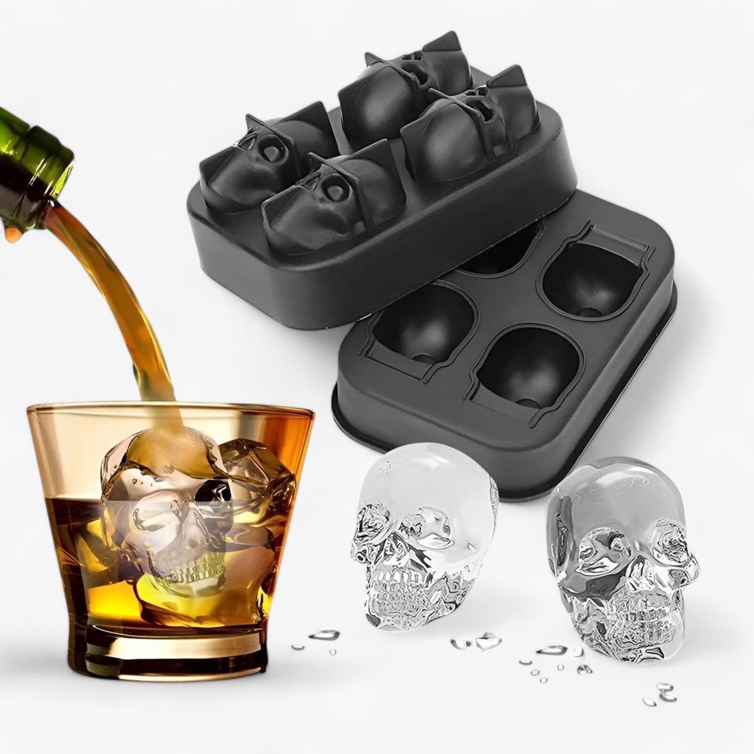 3D kraniet isterningsform med tragt – Perfekt til kreative drikke og cocktails