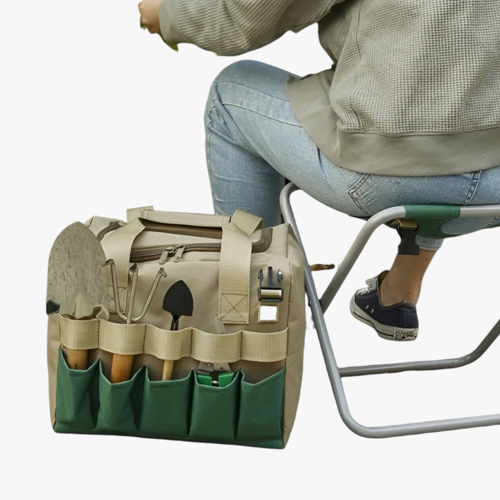 Kompakt Havestol – Komfortabel og Praktisk med Opbevaring