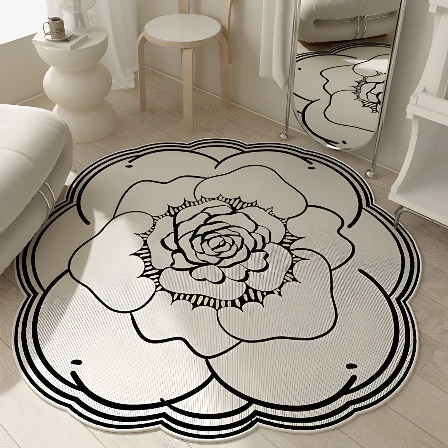 Blomsterkrystal Gulvtæppe – Blødt Polyester med Antiskrid Belægning