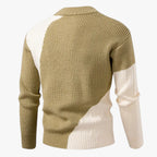 Oversized Herrestriktrøje – Colour-Block Design til Efteråret