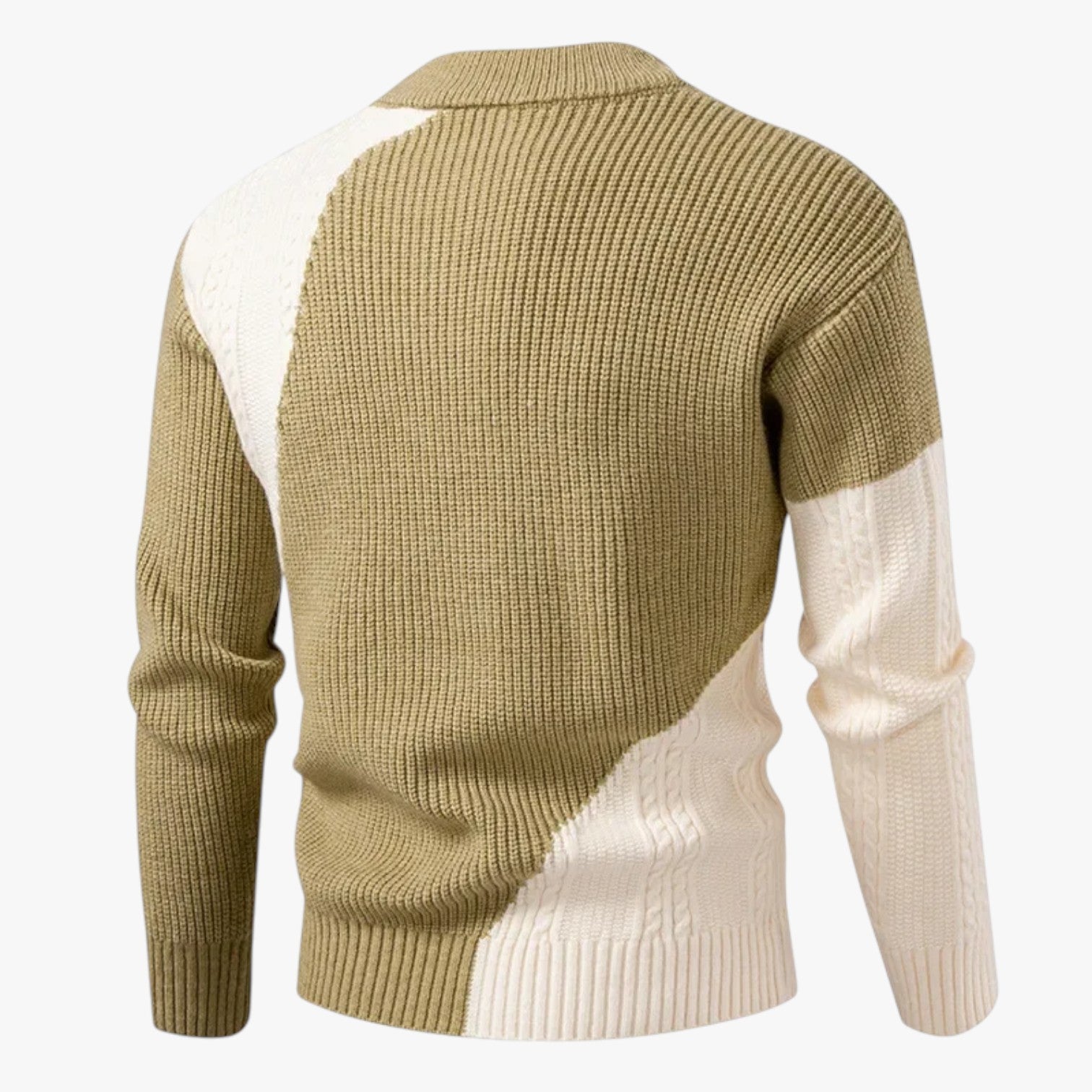 Oversized Herrestriktrøje – Colour-Block Design til Efteråret