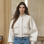 Dame Bomberjakke i Varm Polyesterfleece | Cropped Design – Perfekt til Efterår & Vinter