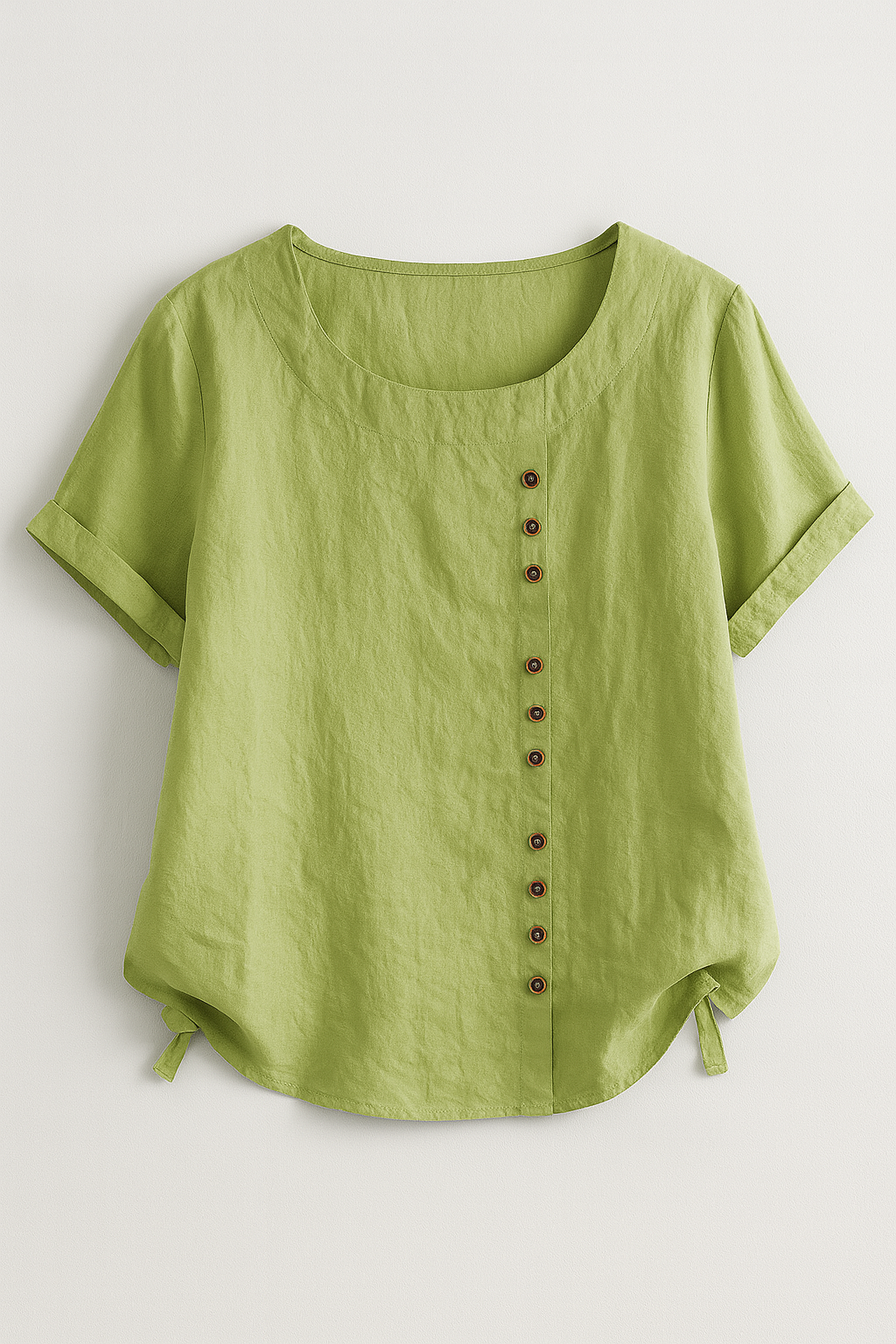 Linnedbluse til Damer – Elegant Komfort med Praktisk Knaplukning